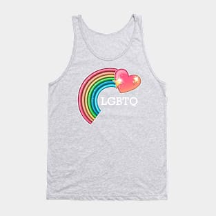 rainbow and heart LGBTQ (white text) Tank Top